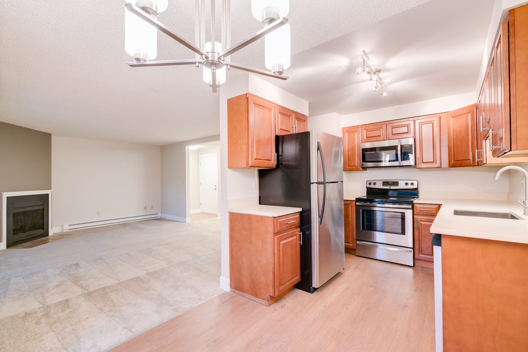 Renovated two-bedroom kitchen and living room at Cooper